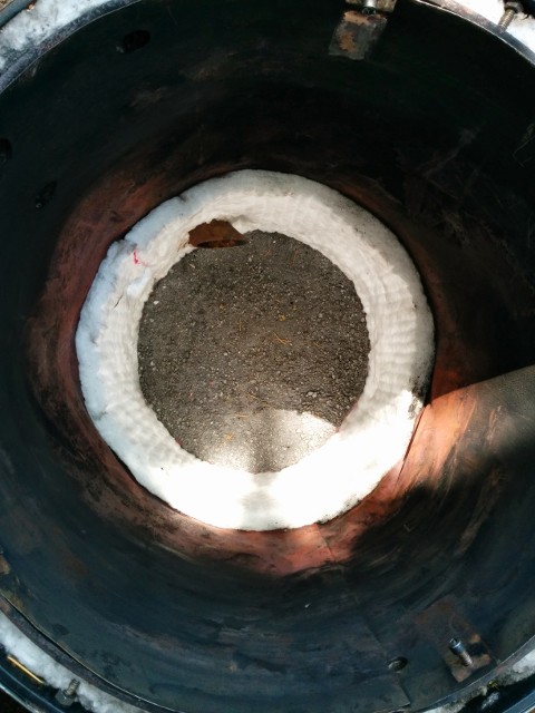 kaowool before placing forms with bottom layer of hardened Mizzou in place.