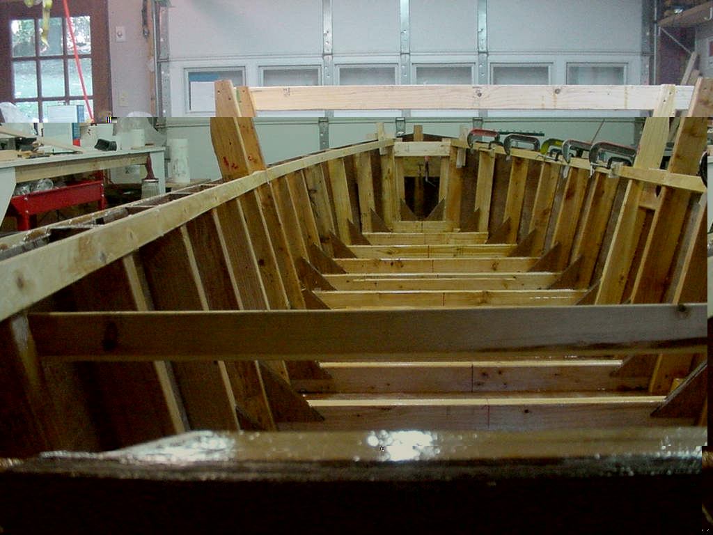 Inwales epoxied in place, Hull Structure Complete