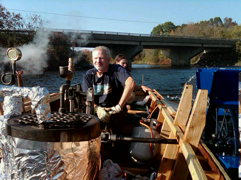Sidewheeler underway, with about 50 psi steam pressure only, too much splashing of water with higher steam pressure.