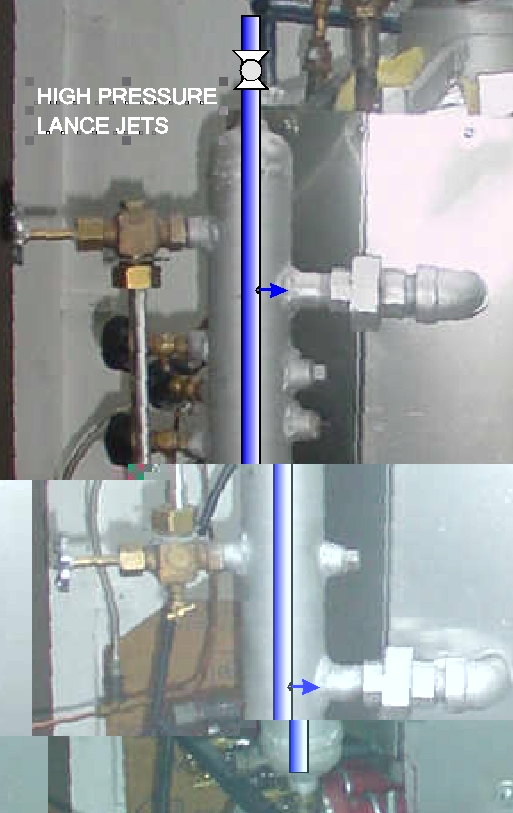 High Pressure Lance will be mounted inside Water Column for cleaning connections.